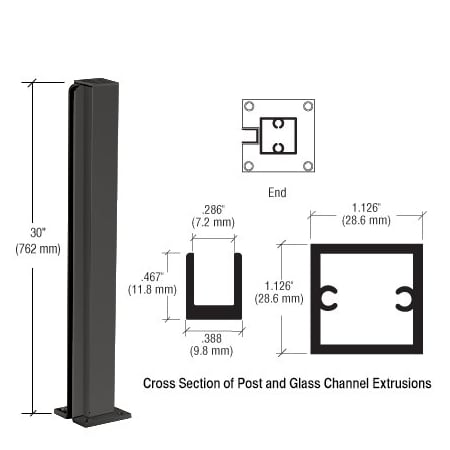 Cr Laurence Matte Black 30-in End Design Series Partition Post D990BL30E